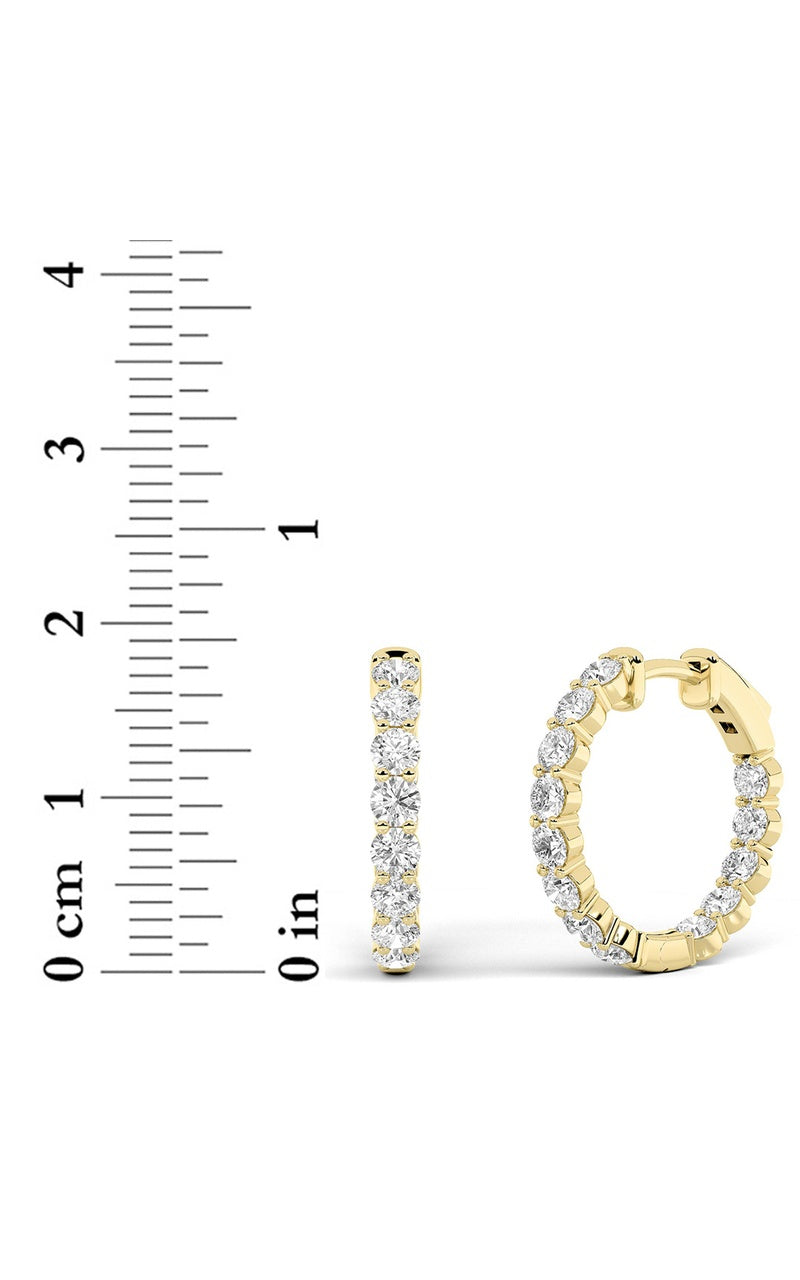 3CTW Round Shaped Lab Grown Diamond Inside Out Hoop Earrings in 14K Gold (F/VS)