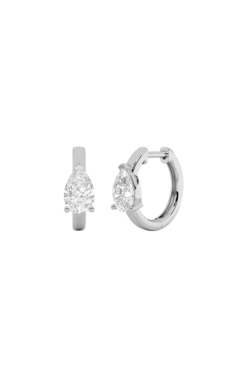 1.5CTW Pear Shaped Lab Grown Diamond (F/VS) Solitaire Huggie Earrings in 14K Gold