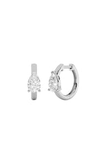 Load image into Gallery viewer, 1.5CTW Pear Shaped Lab Grown Diamond (F/VS) Solitaire Huggie Earrings in 14K Gold
