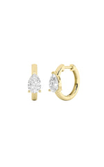 Load image into Gallery viewer, 1.5CTW Pear Shaped Lab Grown Diamond (F/VS) Solitaire Huggie Earrings in 14K Gold
