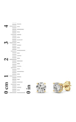 Load image into Gallery viewer, 2CTW Round Shaped Lab Grown Diamond (F/VS) Hidden Halo Stud Earrings in 14K Gold
