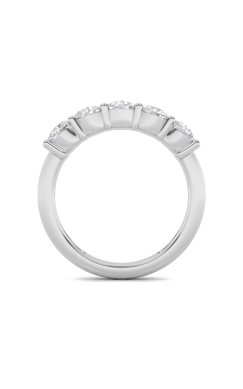 3CTW Round Shaped Lab Grown Diamond (F/VS) Five Stone Band Ring in 14K White Gold