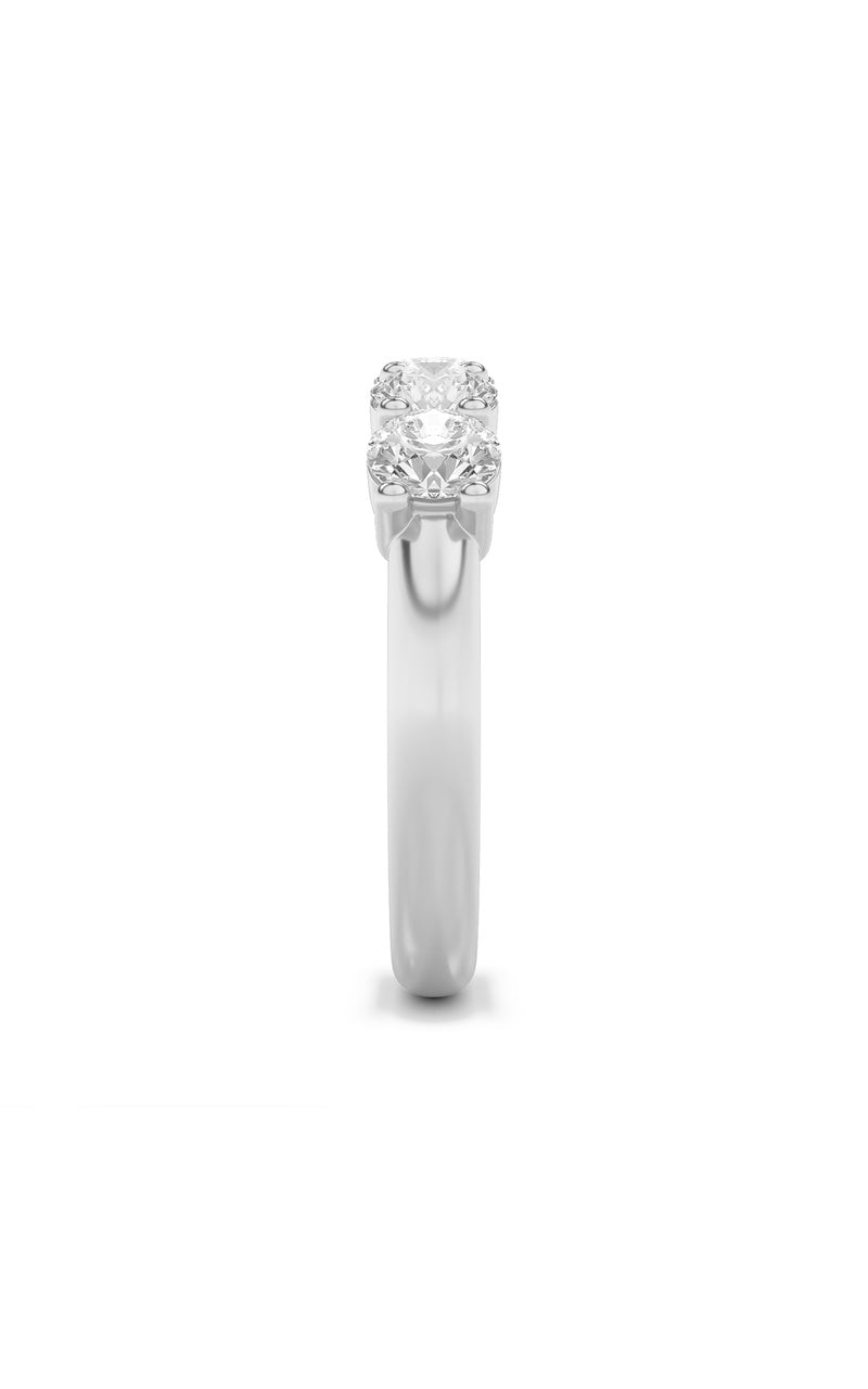 3CTW Round Shaped Lab Grown Diamond (F/VS) Five Stone Band Ring in 14K White Gold
