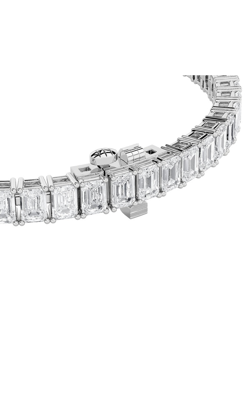 10CTW Emerald Shaped Lab Grown Diamond (F/VS) Bracelet in 14K Gold