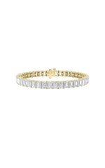 Load image into Gallery viewer, 10CTW Emerald Shaped Lab Grown Diamond (F/VS) Bracelet in 14K Gold
