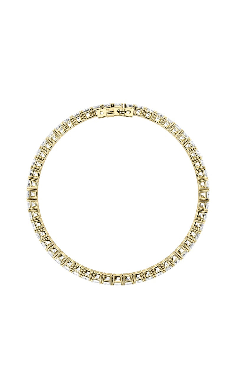 10CTW Emerald Shaped Lab Grown Diamond (F/VS) Bracelet in 14K Gold