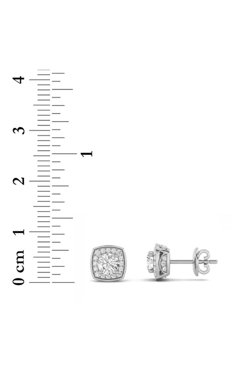 2CTW Round Shaped Lab Grown Diamond (F/VS) Halo Stud Earrings in 14K Gold