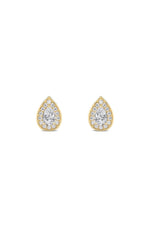 Load image into Gallery viewer, 1CTW Pear Shaped Lab Grown Diamond (F/VVS) Halo Stud Earrings in 14K Gold
