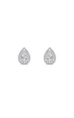 Load image into Gallery viewer, 2CTW Pear Shaped Lab Grown Diamond (F/VS) Halo Stud Earrings in 14K Gold
