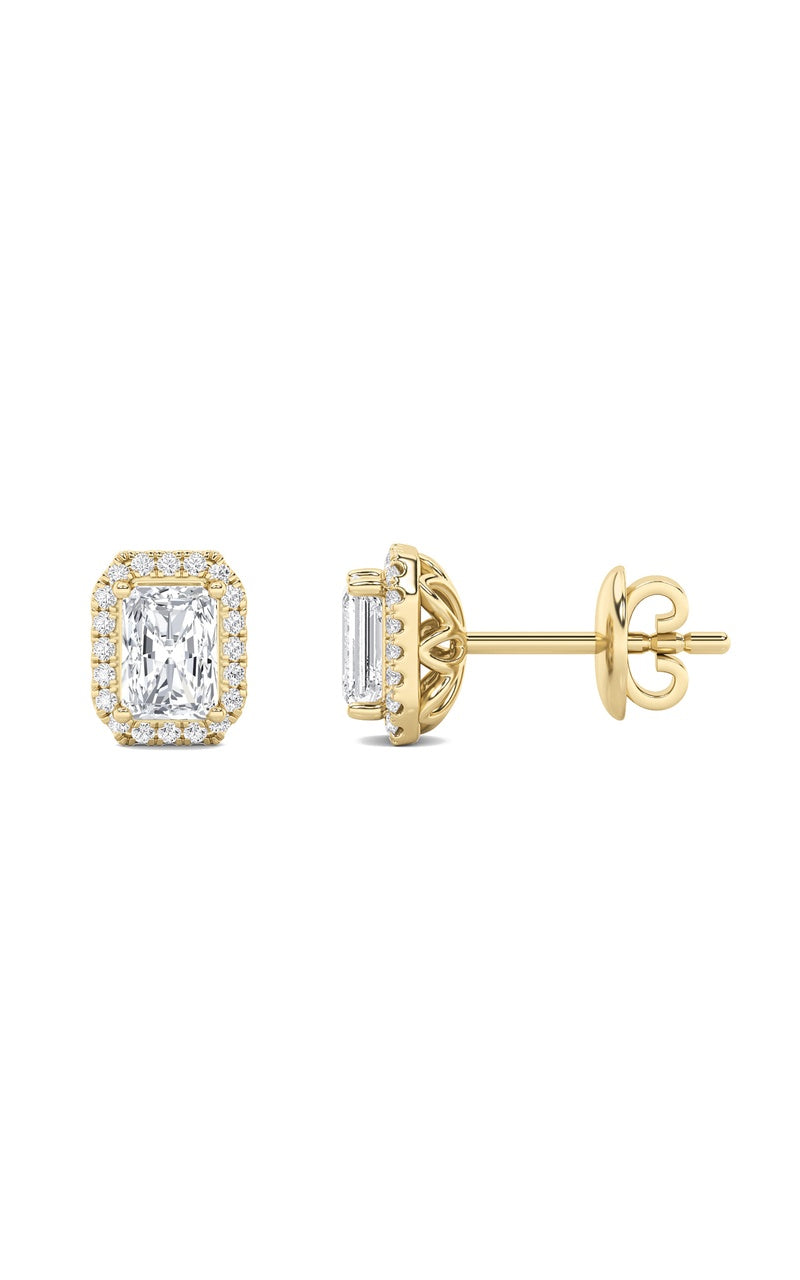 2CTW Radiant Shaped Lab Grown Diamond (F/VS) Earrings in 14K Gold