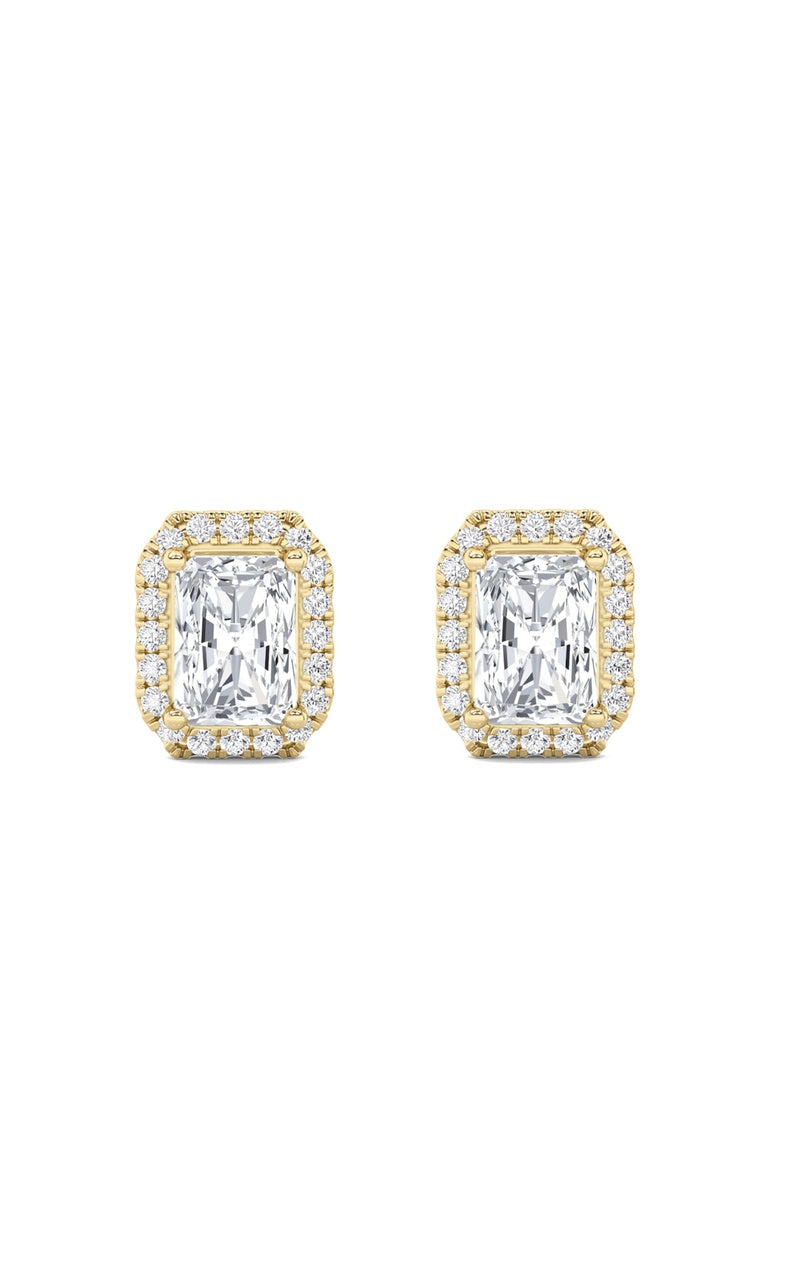 2CTW Radiant Shaped Lab Grown Diamond (F/VS) Earrings in 14K Gold