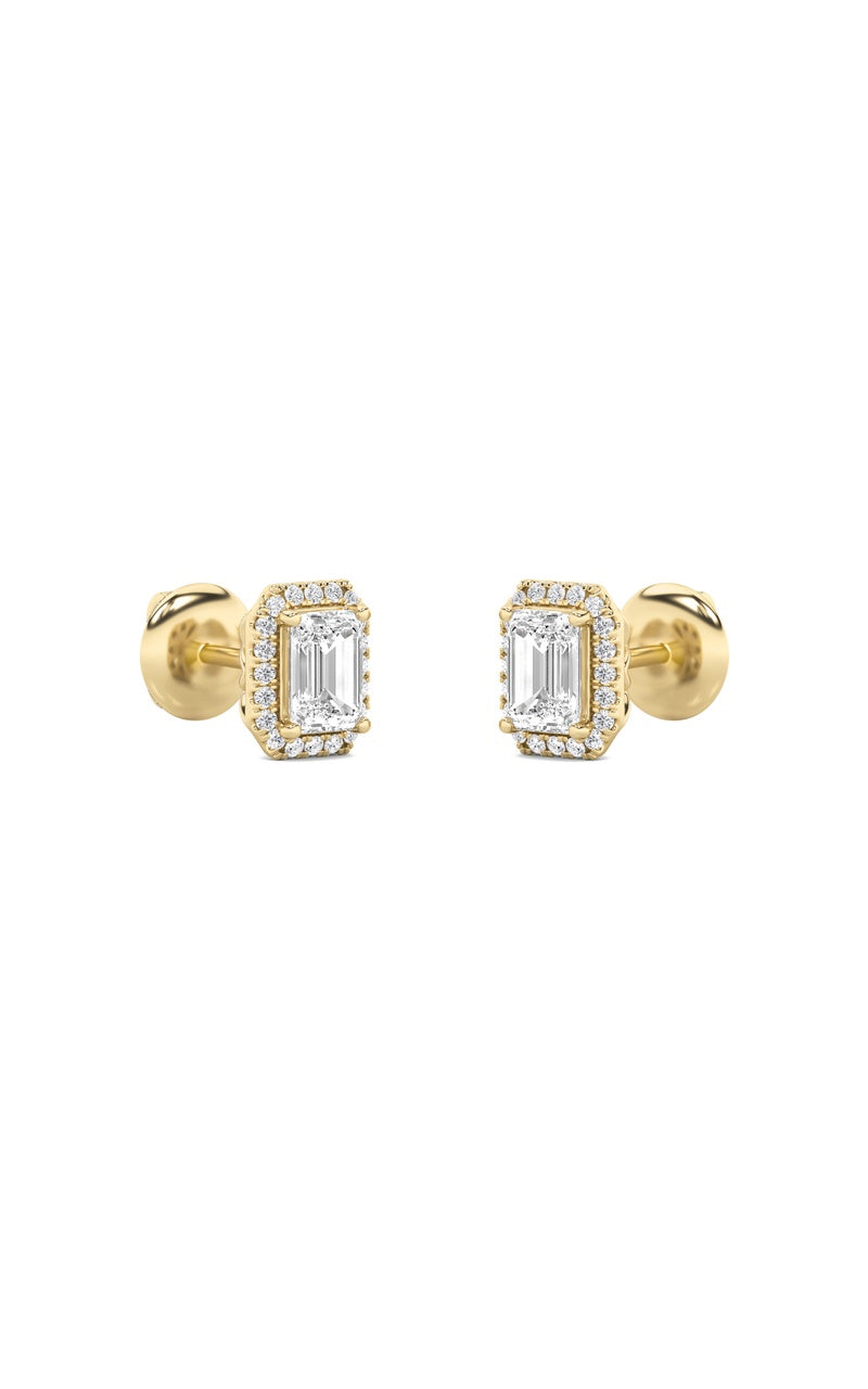 2CTW Radiant Shaped Lab Grown Diamond (F/VS) Earrings in 14K Gold