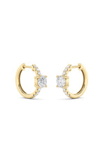 Load image into Gallery viewer, 1.5CTW Round Shaped Lab Grown Diamond (F/VS) Solitare Accent Huggie Earrings in 14K Gold
