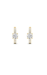 Load image into Gallery viewer, 1.5CTW Round Shaped Lab Grown Diamond (F/VS) Solitare Accent Huggie Earrings in 14K Gold
