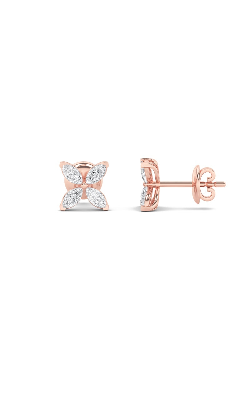 1.5CTW Marquise Shaped Lab Grown Diamond (G/VS) Flower Earrings in 14K Gold