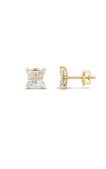 Load image into Gallery viewer, 2CTW Marquise Shaped Lab Grown Diamond (F/VS) Flower Earrings in 14K Gold
