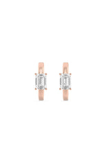 Load image into Gallery viewer, 1.5CTW Emerald Shaped Lab Grown Diamond (F/VS) Solitaire Huggie Earrings in 14K Gold
