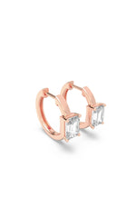 Load image into Gallery viewer, 1.5CTW Emerald Shaped Lab Grown Diamond (F/VS) Solitaire Huggie Earrings in 14K Gold
