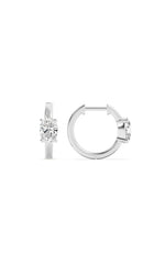 Load image into Gallery viewer, 1.5CTW Oval Shaped Lab Grown Diamond (F/VS) Solitaire Huggie Earrings in 14K Gold

