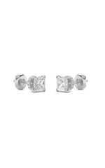 Load image into Gallery viewer, 3CTW Princess Shaped Lab Grown Diamond (F/VS) Hidden Halo Stud Earrings in 14K Gold
