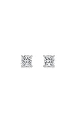 Load image into Gallery viewer, 3CTW Princess Shaped Lab Grown Diamond (F/VS) Hidden Halo Stud Earrings in 14K Gold
