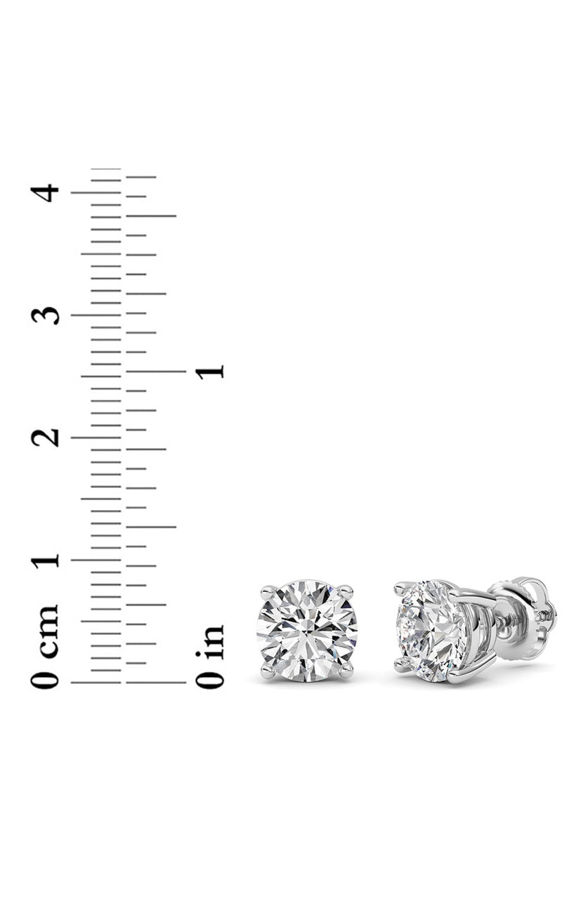 4CTW Round Shaped Lab Grown Diamond (G/VS) Stud Earrings in 14K White Gold