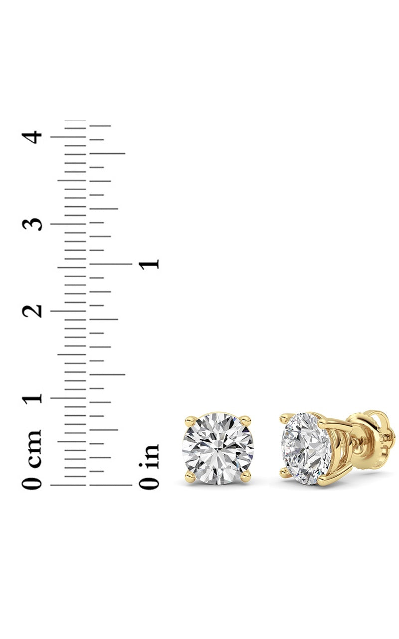 4CTW Round Shaped Lab Grown Diamond (G/VS) Stud Earrings in 14K White Gold