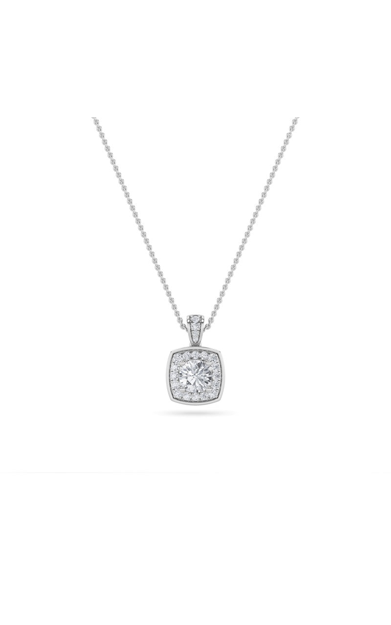 0.75CTW Round Shaped Lab Grown Diamond (F/VS) Halo Pendant in 14K Gold