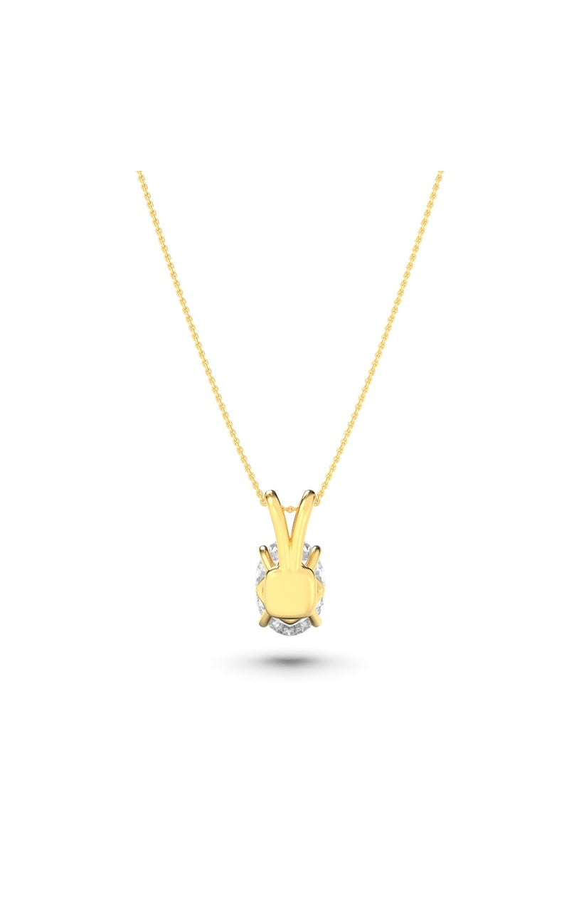1CTW Oval Shaped Lab Grown Diamond (F/VS) Split Bale Solitaire Pendant in 14K Gold