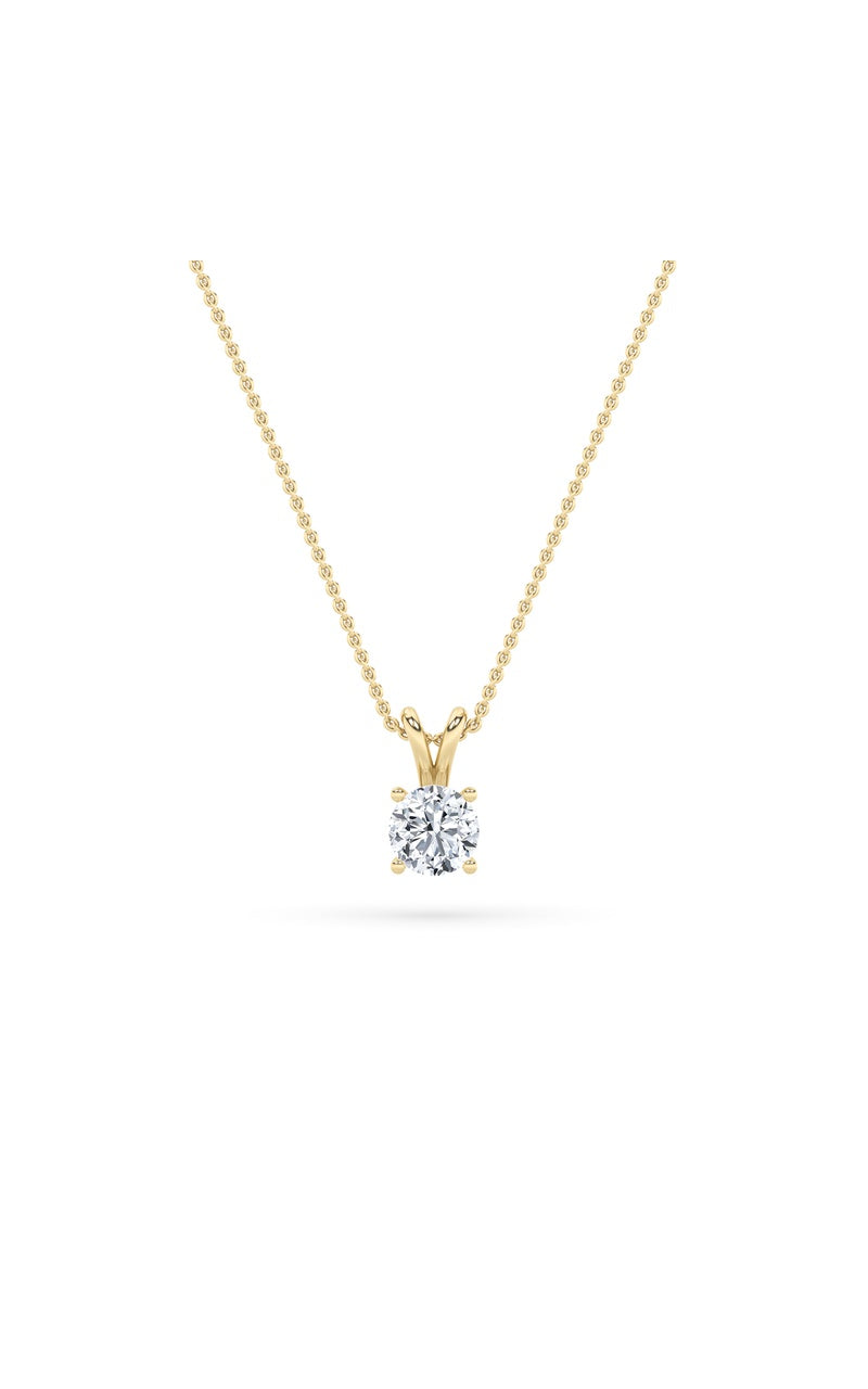 1CTW Round Shaped Lab Grown Diamond (F/VS) Split Bale Solitaire Pendant in 14K Gold