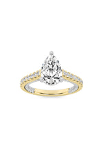 Load image into Gallery viewer, 2CTW Pear Shaped Lab Grown Diamond (F/VS) Two Tone Accented Rope Design Engagement Ring in 14K Gold
