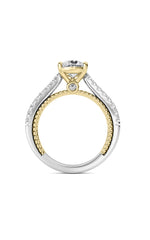 Load image into Gallery viewer, 2CTW Pear Shaped Lab Grown Diamond (F/VS) Two Tone Accented Rope Design Engagement Ring in 14K Gold
