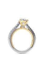 Load image into Gallery viewer, 2CTW Pear Shaped Lab Grown Diamond (F/VS) Two Tone Accented Rope Design Engagement Ring in 14K Gold
