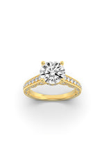 Load image into Gallery viewer, 2CTW Round Shaped Lab Grown Diamond (F/VS) Accented Engagement Ring in 14K Gold
