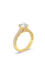 Load image into Gallery viewer, 2CTW Round Shaped Lab Grown Diamond (F/VS) Accented Engagement Ring in 14K Gold
