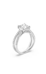 Load image into Gallery viewer, 2CTW Princess Shaped Lab Grown Diamond (F/VS) Cross Shank Accented Engagement Ring in 14K Gold
