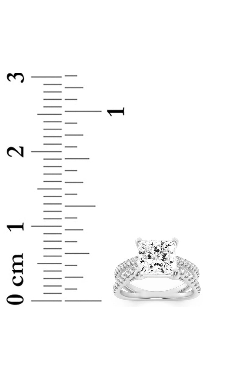 2CTW Princess Shaped Lab Grown Diamond (F/VS) Cross Shank Accented Engagement Ring in 14K Gold