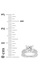 Load image into Gallery viewer, 2CTW Princess Shaped Lab Grown Diamond (F/VS) Cross Shank Accented Engagement Ring in 14K Gold
