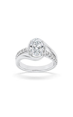 Load image into Gallery viewer, 2CTW Oval Shaped Lab Grown Diamond (G/VS) Swirl Shank Accented Engagement Ring in 14K Gold
