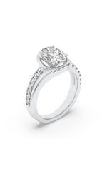 Load image into Gallery viewer, 2CTW Oval Shaped Lab Grown Diamond (G/VS) Swirl Shank Accented Engagement Ring in 14K Gold
