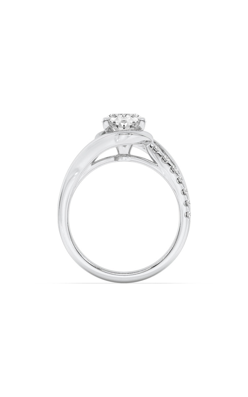 2CTW Oval Shaped Lab Grown Diamond (G/VS) Swirl Shank Accented Engagement Ring in 14K Gold
