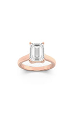 Load image into Gallery viewer, 2CTW Emerald Shaped Lab Grown Diamond (F/VS) Plain Cathedral Trellis Shank Solitaire Engagement Ring in 14K Gold
