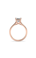 Load image into Gallery viewer, 2CTW Emerald Shaped Lab Grown Diamond (F/VS) Plain Cathedral Trellis Shank Solitaire Engagement Ring in 14K Gold
