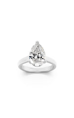 Load image into Gallery viewer, 2CTW Pear Shaped Lab Grown Diamond (F/VS) Plain Cathedral Trellis Shank Solitaire Engagement Ring in 14K Gold
