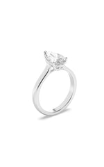 Load image into Gallery viewer, 2CTW Pear Shaped Lab Grown Diamond (F/VS) Plain Cathedral Trellis Shank Solitaire Engagement Ring in 14K Gold
