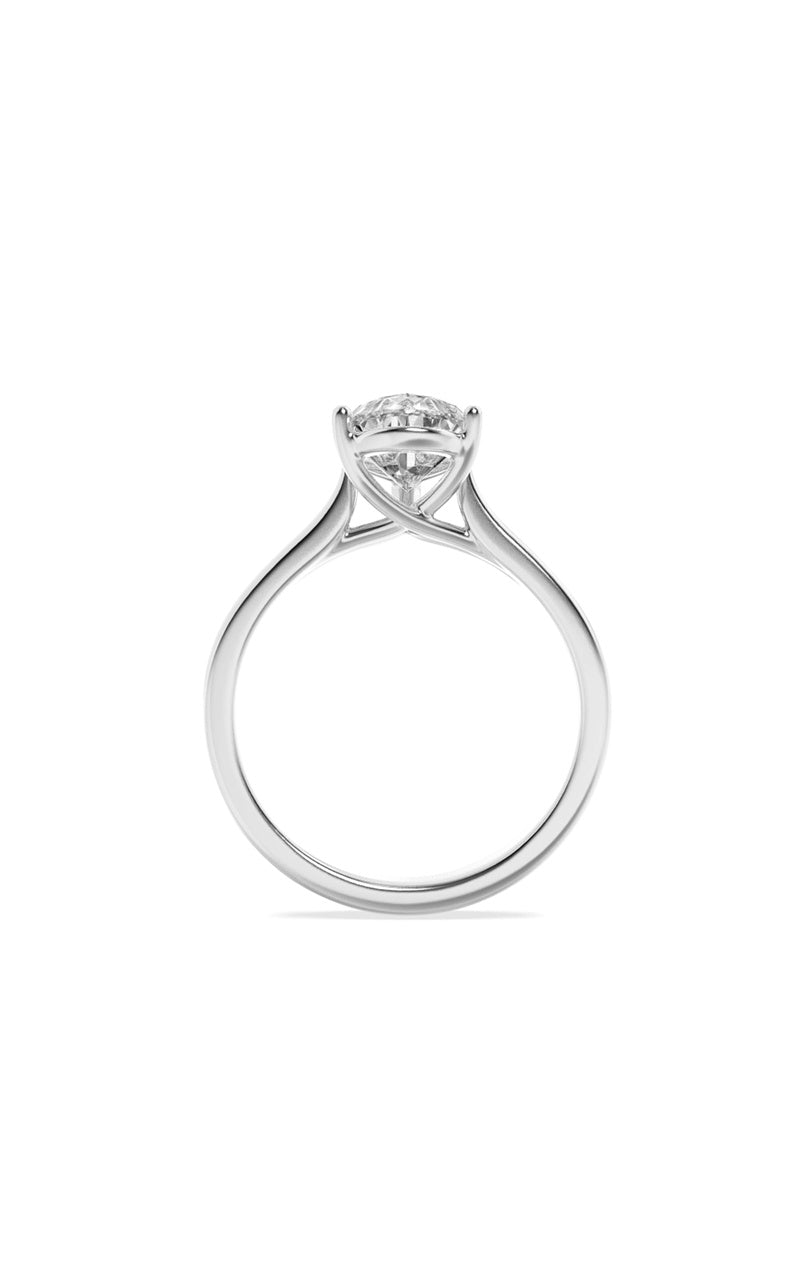 2CTW Pear Shaped Lab Grown Diamond (F/VS) Plain Cathedral Trellis Shank Solitaire Engagement Ring in 14K Gold