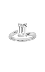 Load image into Gallery viewer, 2CTW Emerald Shaped Lab Grown Diamond (F/VS) Bypass Shank Engagement Ring in 14K Gold
