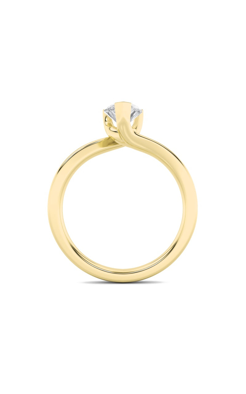 1CTW Pear Shaped Lab Grown Diamond (F/VS) Bypass Shank Engagement Ring in 14K Gold