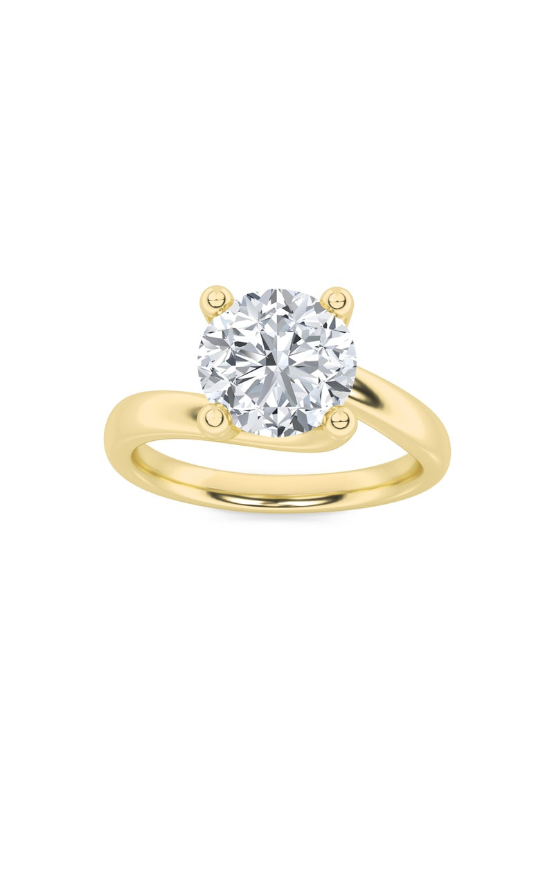 2CTW Round Shaped Lab Grown Diamond (F/VS) Bypass Shank Engagement Ring in 14K Gold