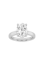 Load image into Gallery viewer, 2CTW Oval Shaped Lab Grown Diamond (F/VS) Hidden Halo Cathedral Shank Engagement Ring in 14K Gold
